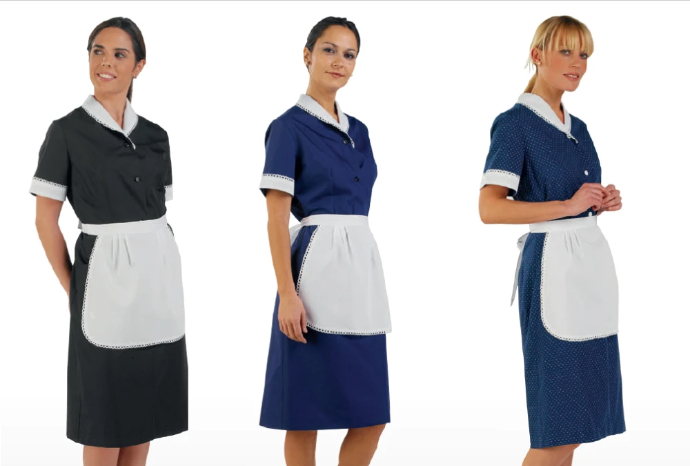 Professional housekeeping uniforms for hotel staff.