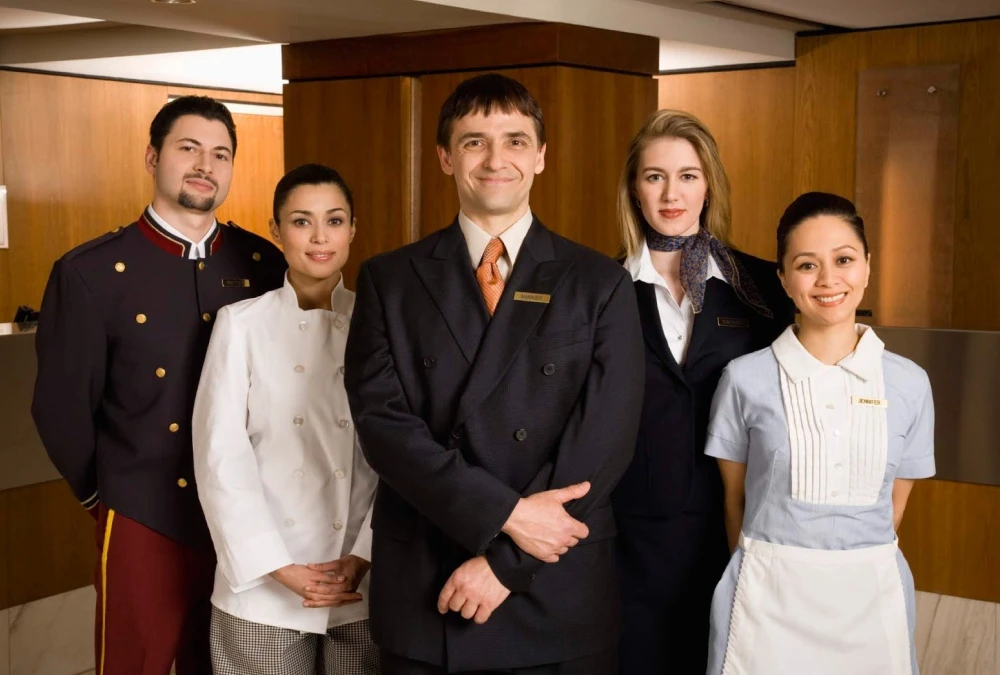 Professional restaurant management uniforms.