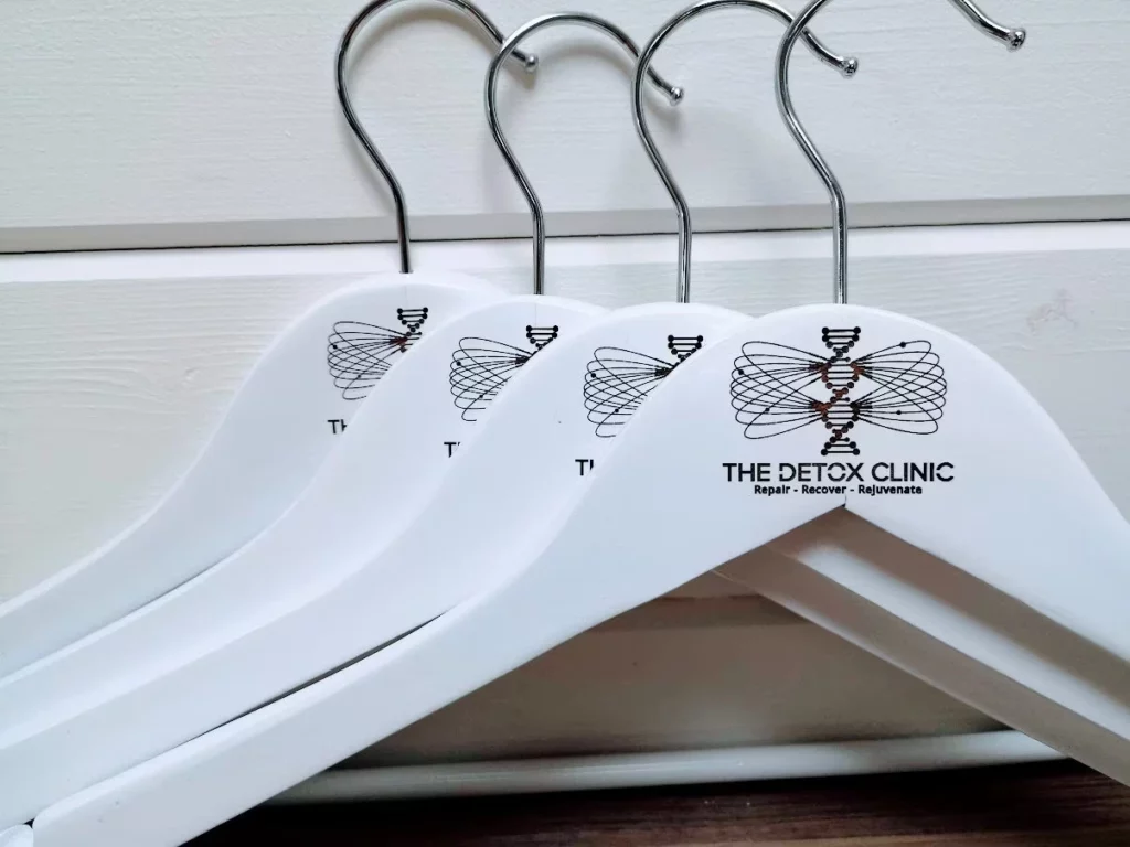 Customizable hangers for branding and identity.